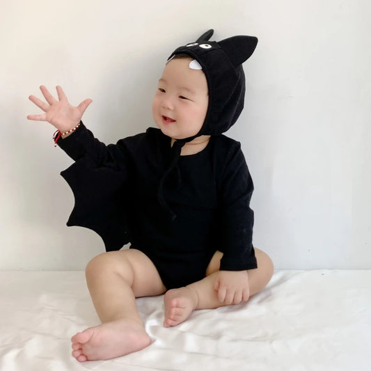 HoneyCherry Baby Romper Outdoor Bodysuit with Bat Design Onesie Matching Hat Newborn Baby Clothes