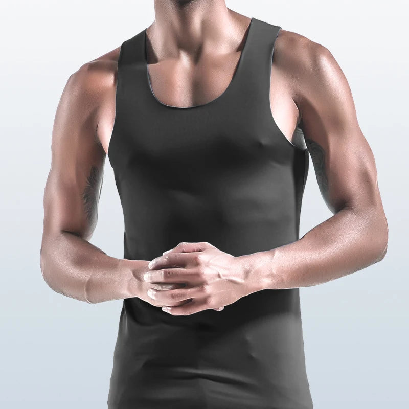 Men's Thin Vest U-Neck European and American Style Large Size Men's Seamless Undershirt Breathable Quick-Dry Sports Underwear