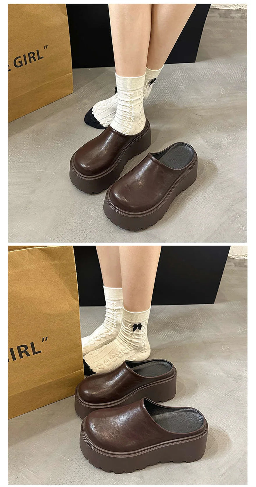 Sandals Summer 2026 New Women Slippers Baotou Platform Trend High Heels Ladies Shoes Pumps Black Soft Leather Thick Slides Mujer