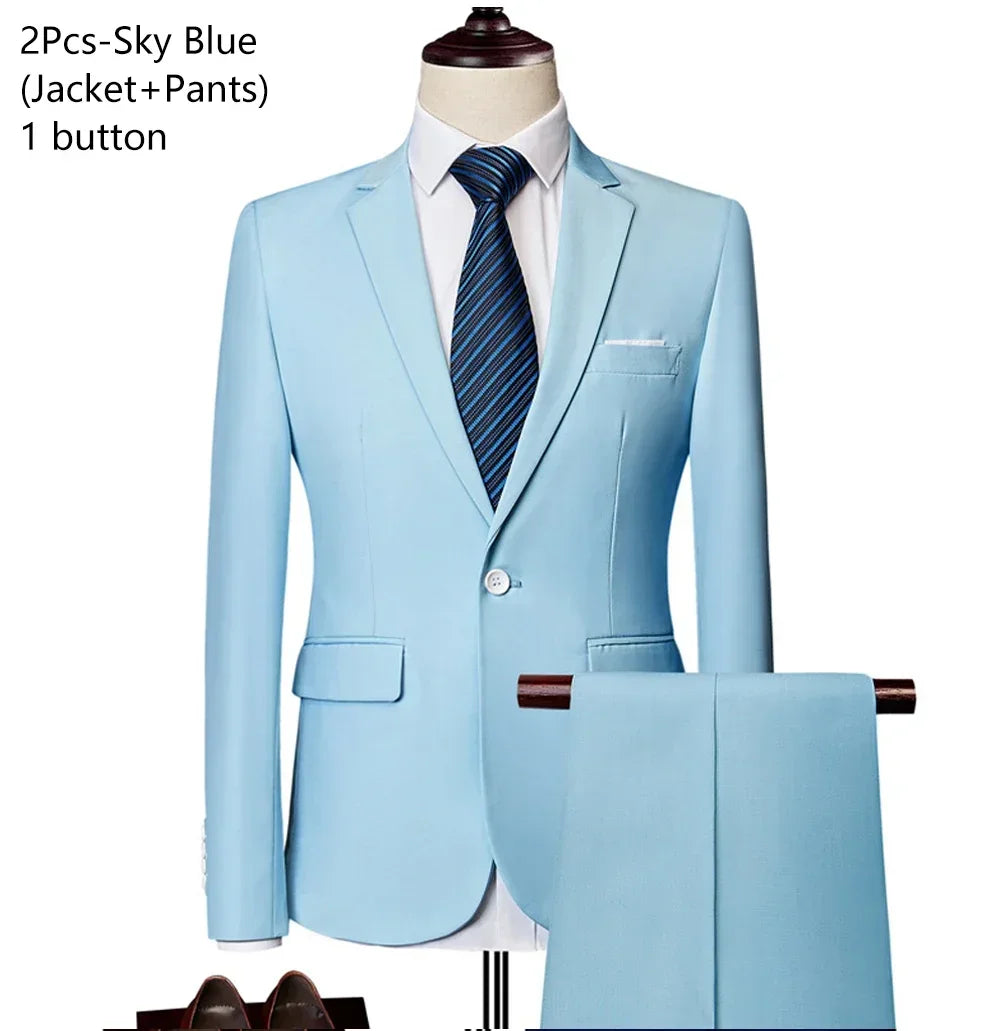 Elegant Suits For Men Wedding 3 Pieces 2 Set  Fashion Classic Full Jackets Vest Pants Blazers Outfit 2024 Formal Costume