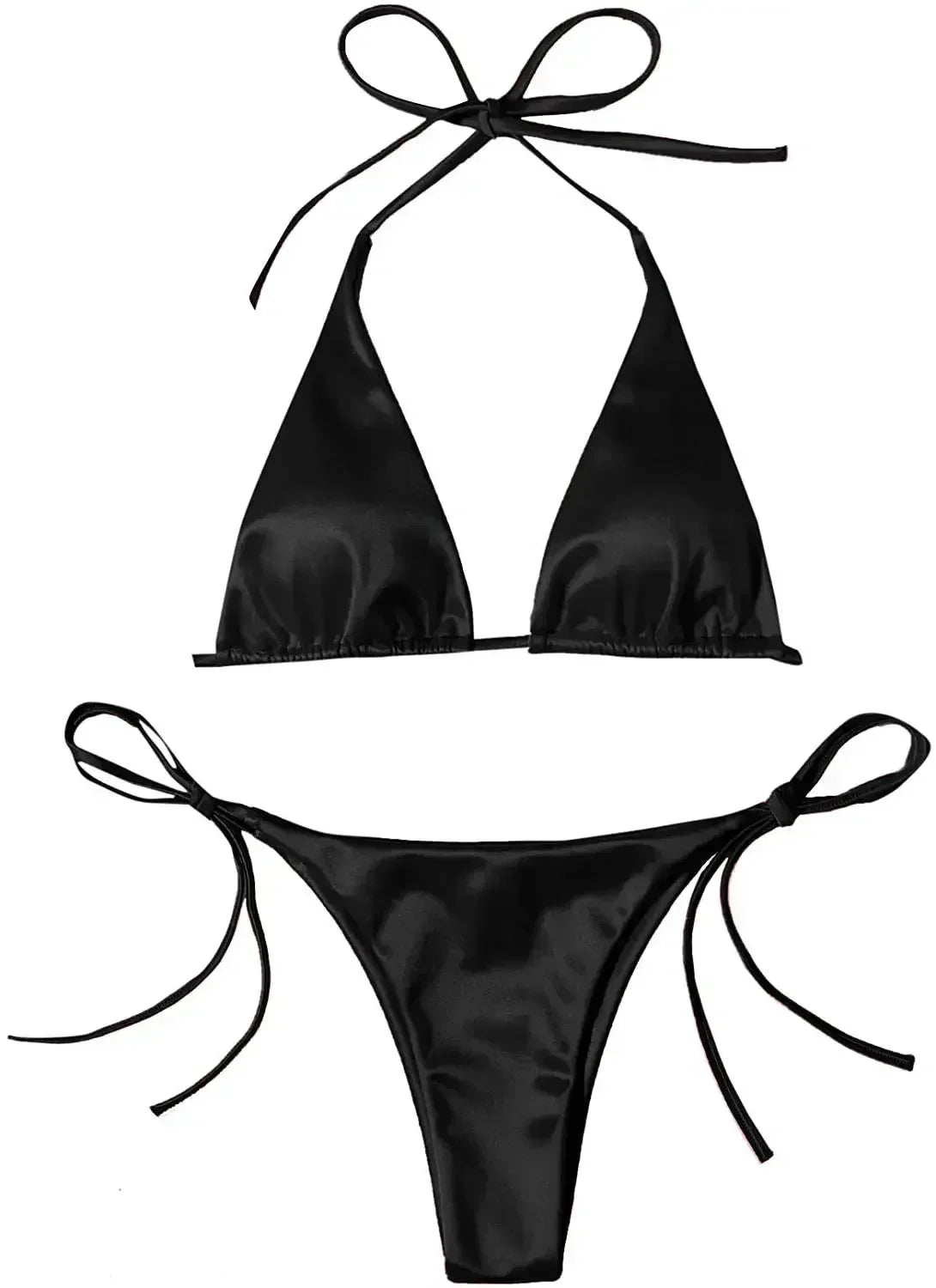 Sexy Halter Satin Brazilian Bikini Women Swimwear Female Swimsuit Two-pieces Bikini Set Bather Bathing Suit Swim Women Swimsuit