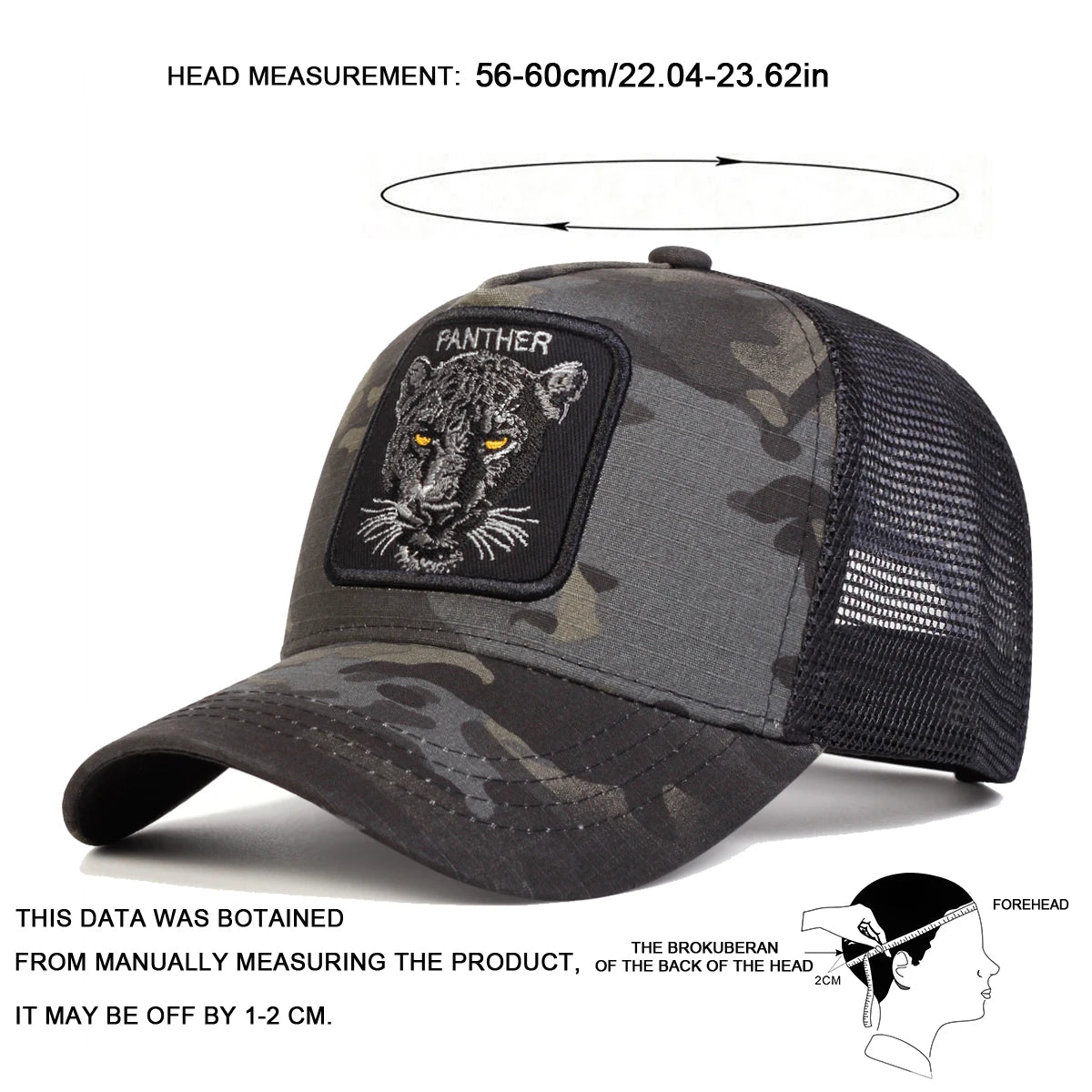 Unisex PANTHER Embroidery Baseball Net Caps Spring and Summer Outdoor Adjustable Casual Hats Sunscreen Hat BAZAARHUBO