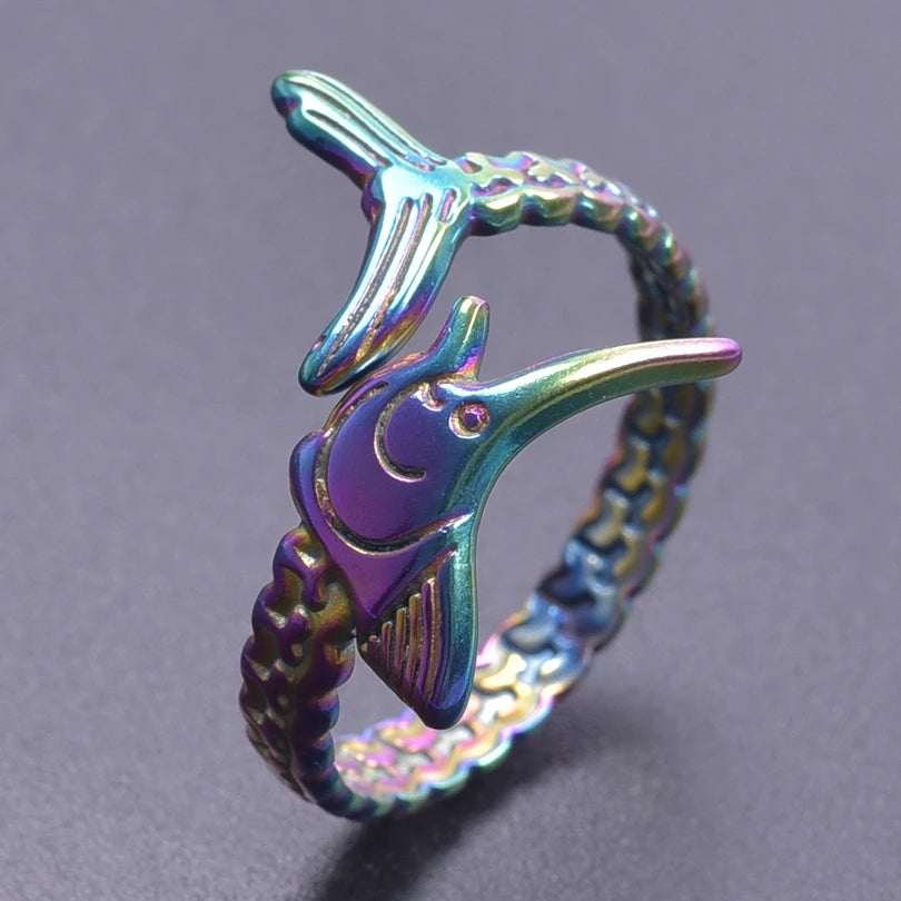Fashion 5pcs/lot Marine Jewelry Sea Animals Conch Starfish Shell Rings Stainless Steel Rings Jellyfish Scallop Oceans Women Gift
