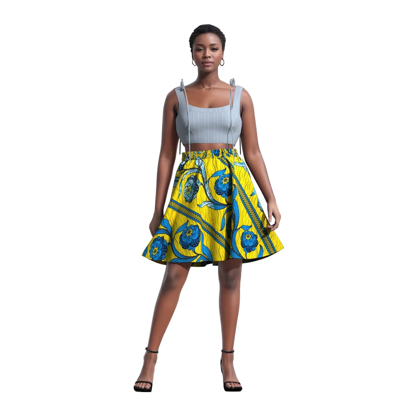 African Women's Skirt Knee Length Stretch High Waist Skirt African Print Ankara Women Lady Traditional Party Clothing WY11051