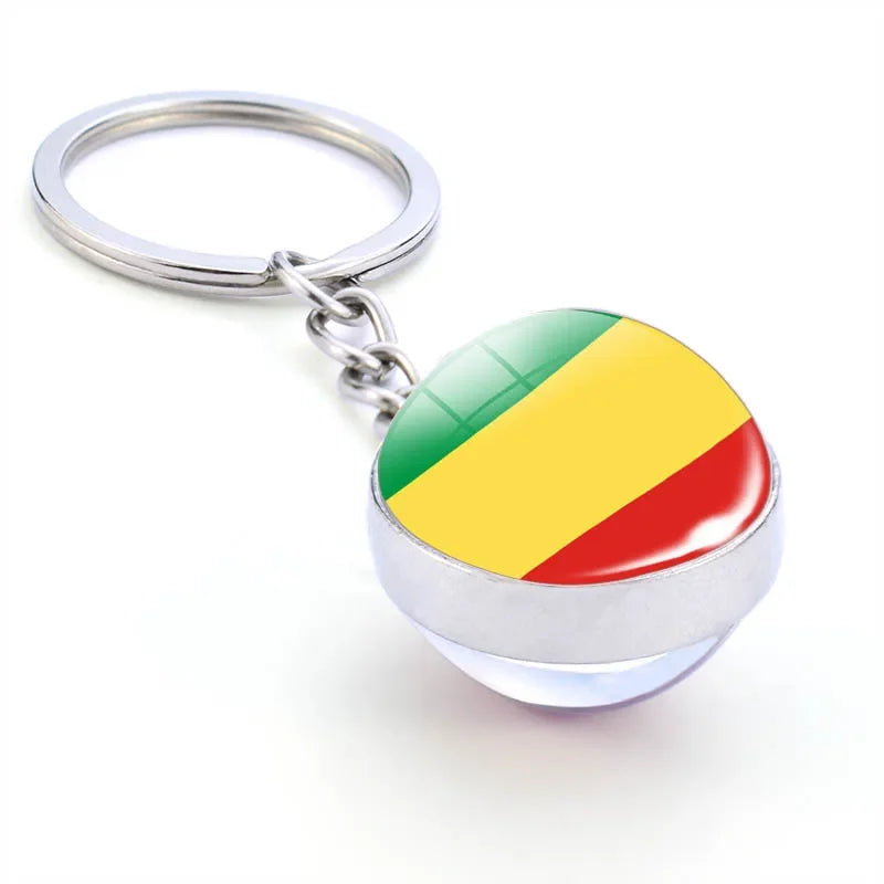 Africa National Flag Keychain  Nigeria South Africa Keyrings Crystal Ball Jewelry Fashion Double Side Glass Ball Men Women Gift