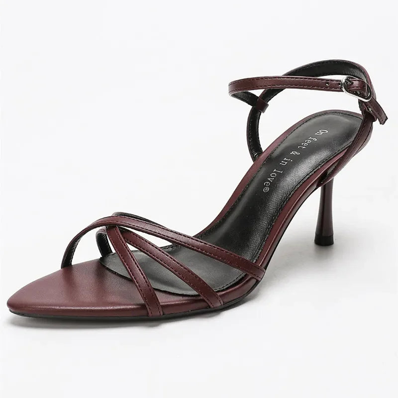 Fashion Square Toe Ankle Strap Buckle Slide Sandals Elegant Cross Tied Open Toe Women Sandals Simple Comfort Plus Size Sandals