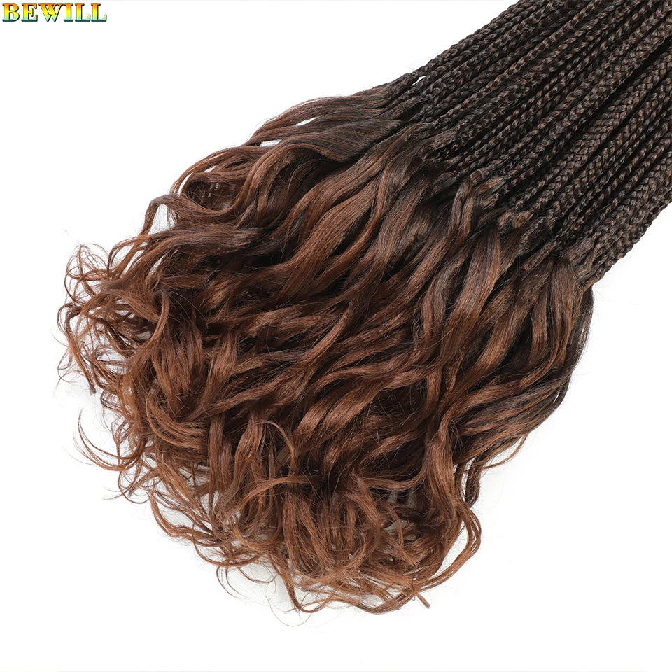 14 18 24 Inch French Curl Crochet Braids Boho Goddess French Curl Box Braids Crochet Hair Synthetic French Curly Braiding Hair