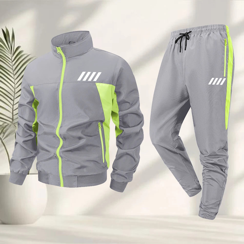 Men's Striped Print Tracksuit Set With Zip Up Jacket And Drawstring Sweatpant Perfect For Summer Outdoor Casual Fitness Training