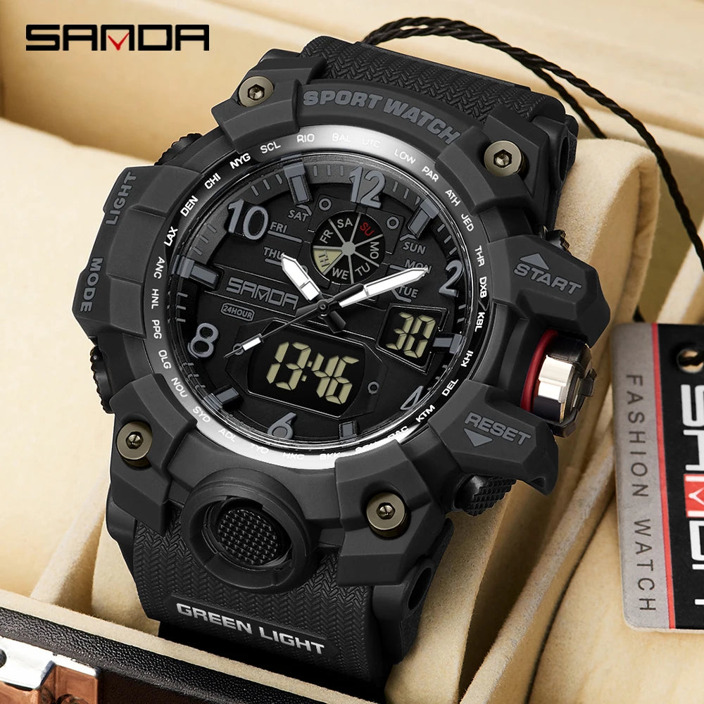 SANDA 3169 Top Brand Sports Men's Watches Military Quartz Watch Man Waterproof Wristwatch for Men Clock shock relogios masculino