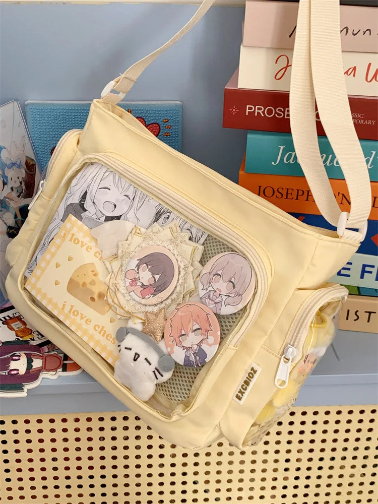Trendy Transparent Simple Crossbody Bag for Girls Large Capacity School Shoulder Bag Comfortable and Versatile Texture Ita Bag