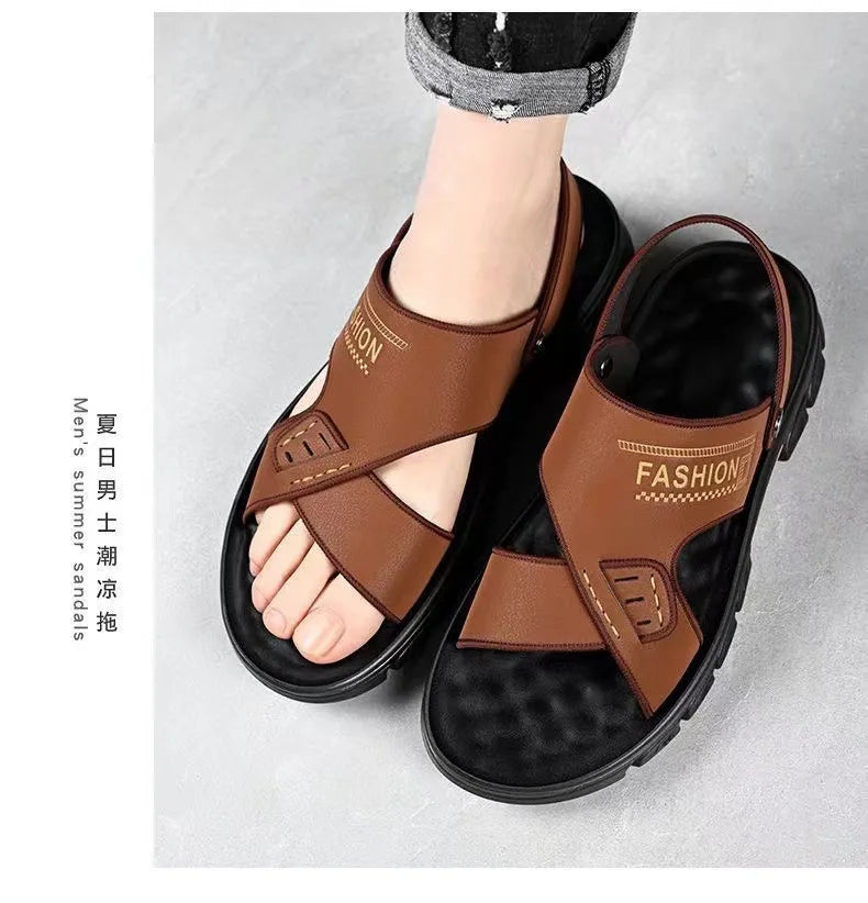 Men's sandals summer non-slip beach shoes casual wear cool slippers men's thick soles