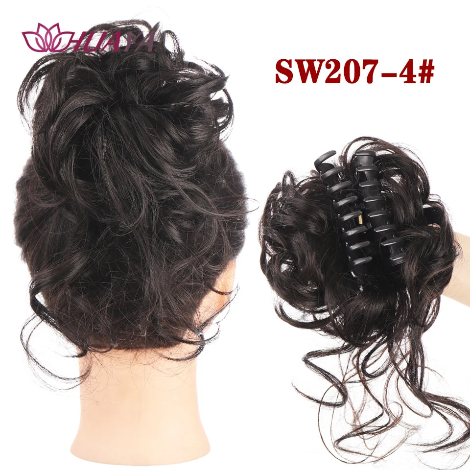 Synthetic Hair Bun Chignon for Women Messy Bun Hair Piece Tousled Updo Hair Extensions With Claw Clip Curly Hairpins Black Brown