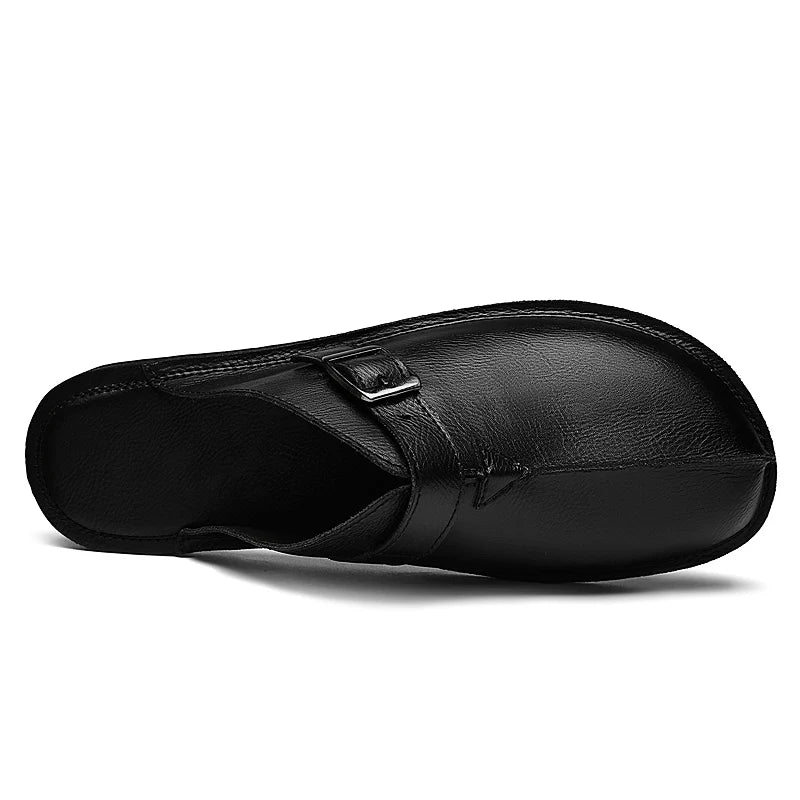 Men's Sandals Classic Leather Slippers Walking Summer New Male Comfortable Slippers Lightweight Outdoor Men's Half Drag Shoes