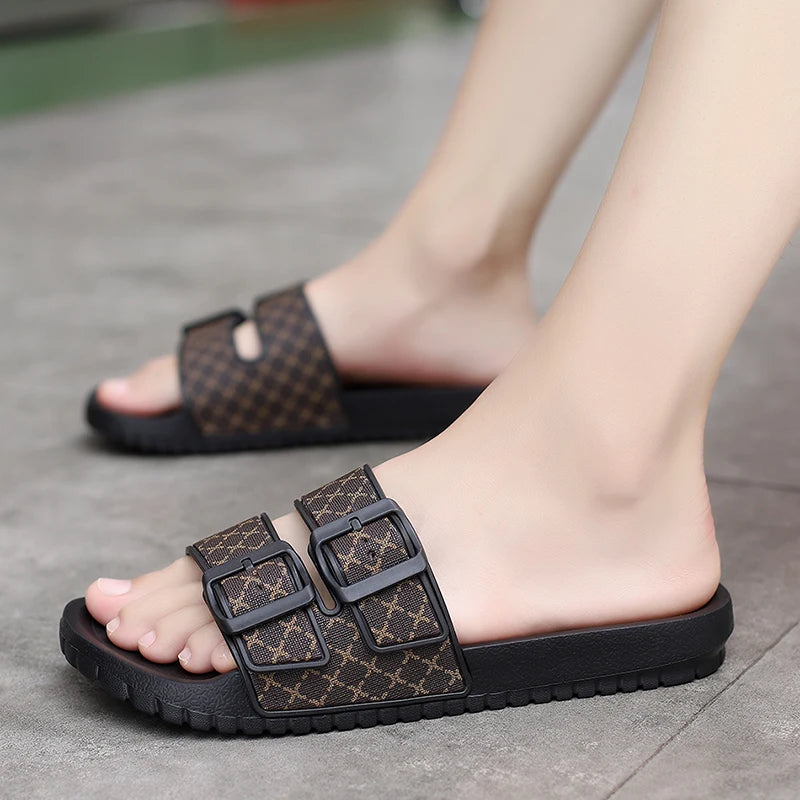 Brand Men Women Sandals Summer Designer Couple Cork Clogs Sandals Luxury Classic Unisex Mules Beach Slide With Adjustable Buckle