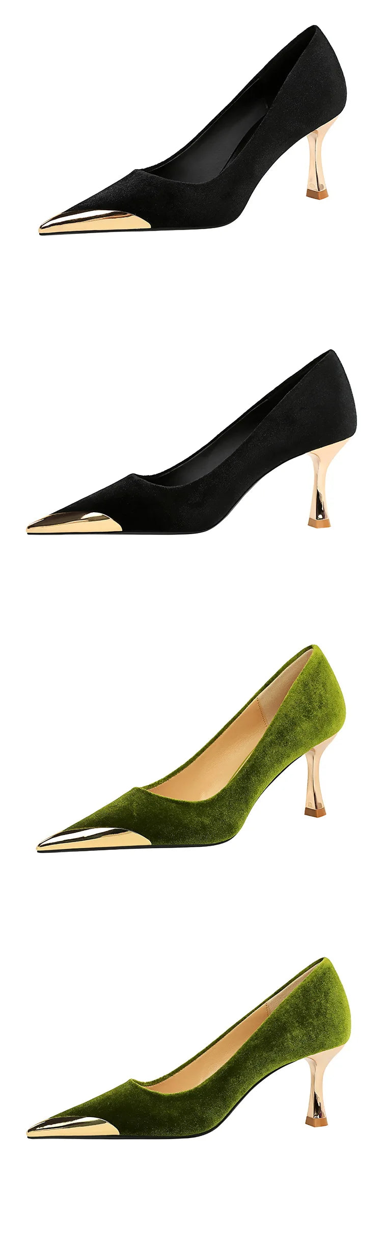 BIGTREE Fashion Sexy Nightclub Slim Wine Glass Pumps High Heel Velvet Shallow Mouth Metal Pointed Party Women's Shoes