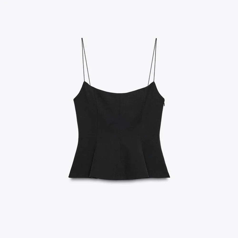 Women's Casual Blouse - Spring/Summer Style. Elastic Shoulder Straps. Round Neckline. Sexy Design. Slim Fit. Valentine's Day Sty