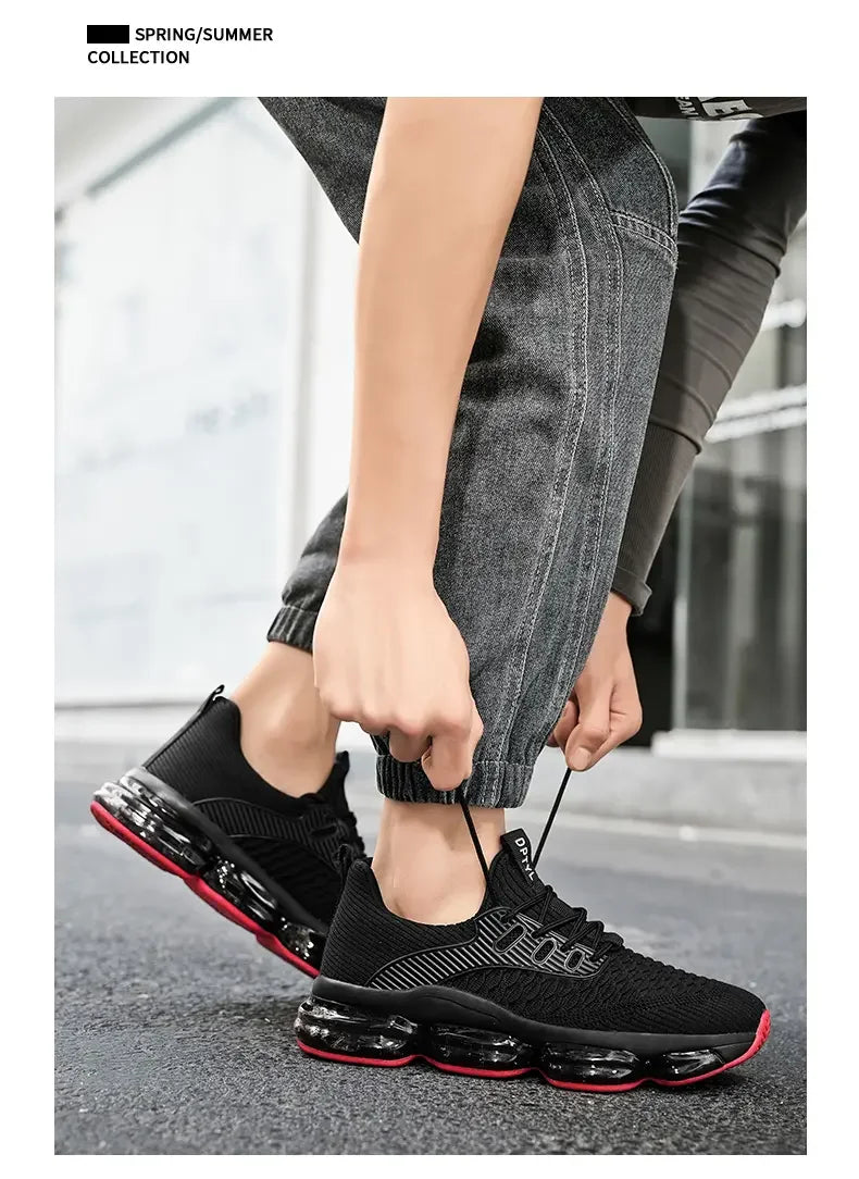 Men's Fashionable Versatile Outdoor Running Shoes Breathable Ultra-light Air Cushion Soft Bottom Sports Shoes Large Size