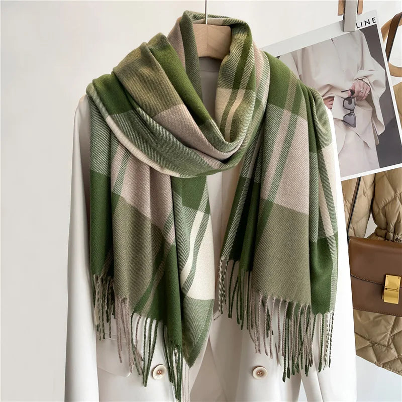 200*65CM New Men Women Autumn Winter Luxury Scarfs Cashmere Feeling Muffler Fall Blanket Classic Plaid Foulard Soft Warm Scarves BAZAARHUBO
