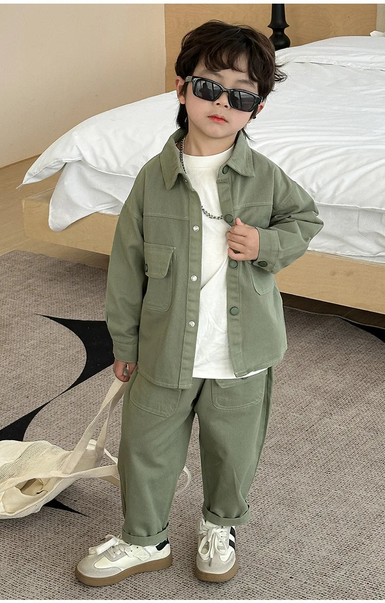 Boys' suit 2025 autumn new fashionable top pants sports casual workwear  children's clothing jacket