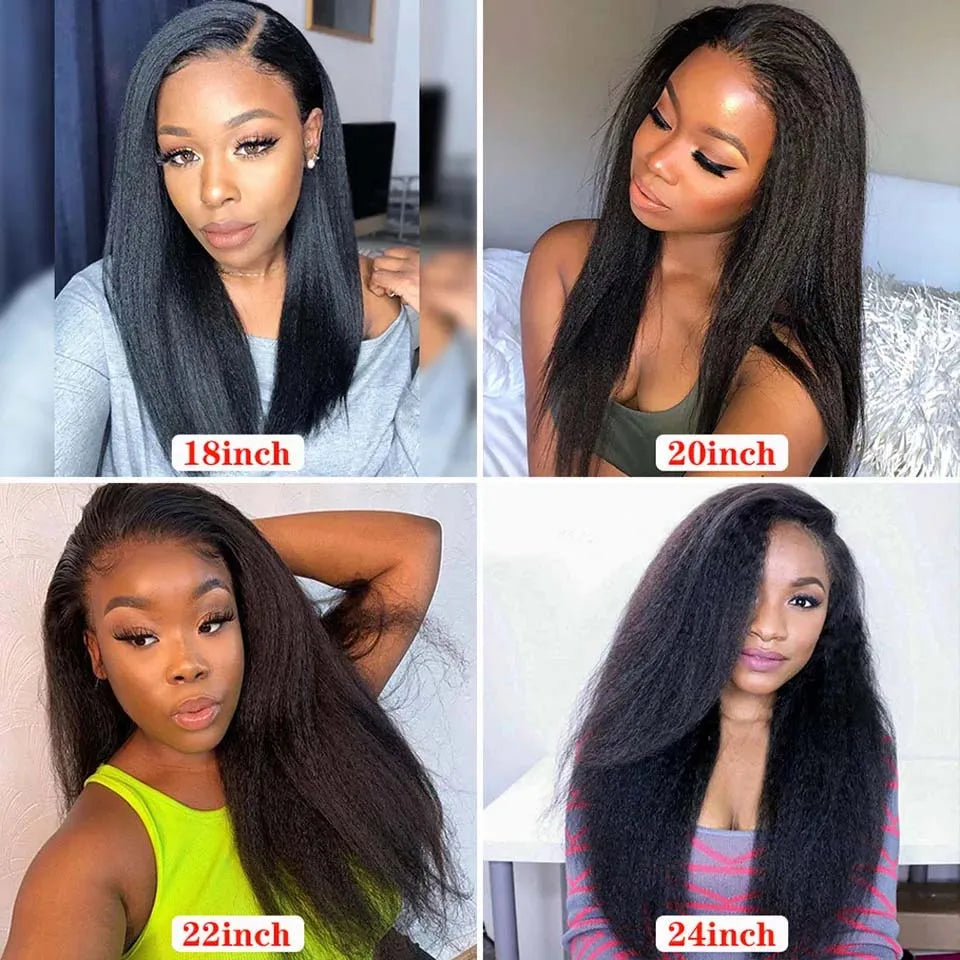 8-40 Kinky Straight Human Hair Bundles Coarse Yaki Weave Bundles Brazilian Raw Human Hair Extensions Sale for Women Double Weft