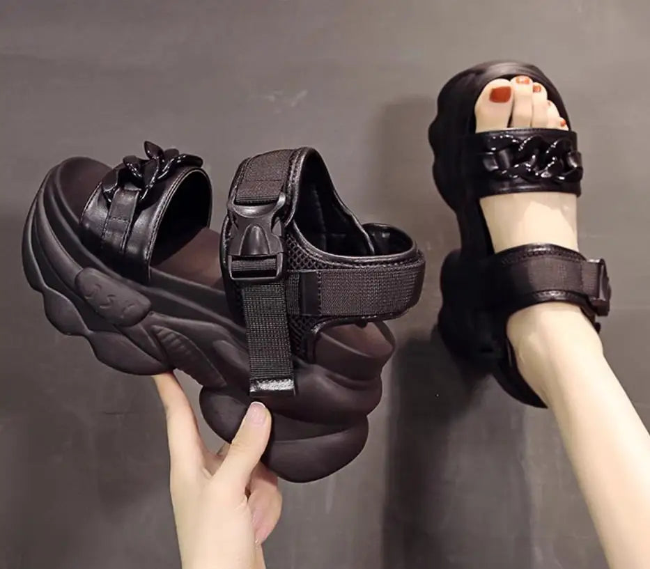 High Heels Sandals Women Shoes New Summer Wedges Height Increasing 11cm Ladies Sandal Platform Chunky Shoes Sandalias Mujer