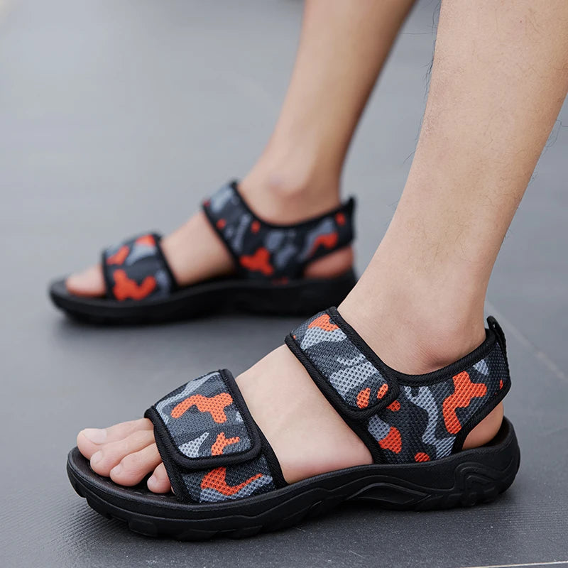 Men Sandals Summer Leisure Beach Holiday Outdoor Male Retro Comfortable Casual Sandals Breathable Mesh Men Flip Flops