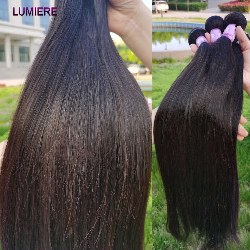 38 40 Inch Bone Straight 100% Virgin Unprocessed Human Hair Bundles Deal Raw Hair Extensions Brazilian Natural Black Wholesale
