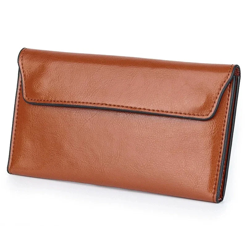 Luxurious Genuine Leather Women's Long Wallet Wallet Clutch 2-in-1 Credit Card Holder Wallet