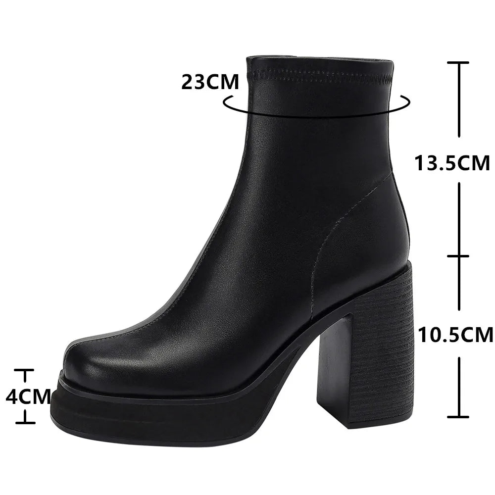 2025 NEW Brand Women Autumn Winter Boots Sexy High Heels Platform Black Brown Side Zip Shoes Woman Ankle Boots Size 33-41