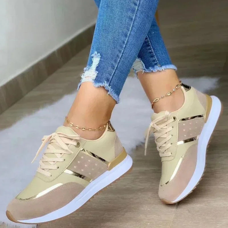 2025 Women's Mesh Sneakers Patchwork Lace Up Flat Shoes for Women Lightweight Female Shoes Classic Versatile Zapatillas De Mujer