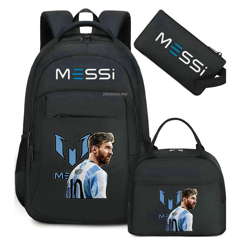 Messi Backpack Teenage Girl Boys Laptop Knapsack Student Backpacks Solid Color Female Male Multi-pocket School Bags Travel Bag