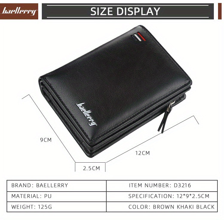 Fashion Men Wallets Zipper Card Holder High Quality Male Purse PU Leather Coin Holder Wallet
