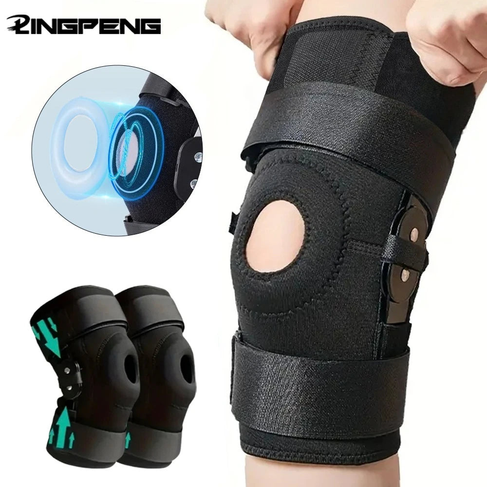 Patella Hinged Knee Braces Orthopedic For Knee Pain With Springs Compression Removable Steel Splint Support Knee Sleeve