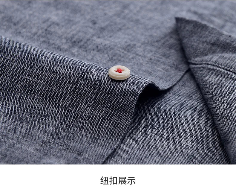 Shirt New Men's Fashion Solid Color Cotton Linen Everything Trend British Style Casual Business Formal Long-sleeved Shirt