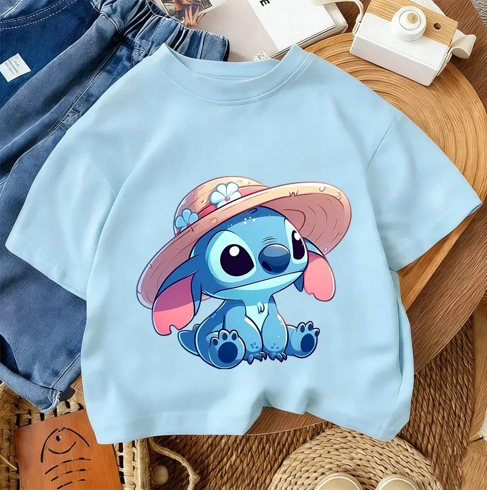 Casual everyday T-shirt for children,T-shirt with Kawaii cartoon print, summer urban fashion set for boys and girls aged 3 to 14