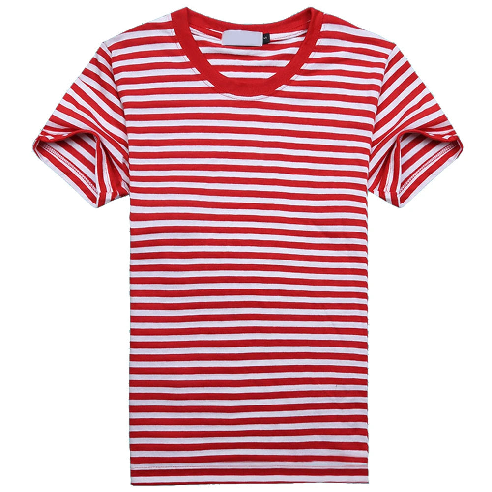 Men Tshirts Navy Shirt Blue And White Striped Short-sleeved Sports Men's T-shirt Couple Parent-child Tops O-Neck Casual Tees