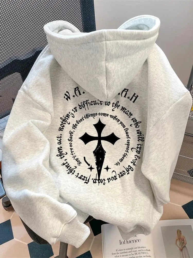 Super Stylish European American Street Design Niche Adult Men's Autumn Winter Fleece Warm Outdoor Loose Soft Hooded Sweatshirt BAZAARHUBO