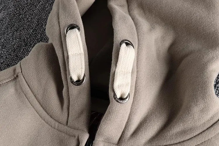 Men's Thickened Fleece Hoodie Sweatshirt Autumn Winter Heavyweight Sporty Casual Zipper Jacket Vintage Youth Open Cardigan