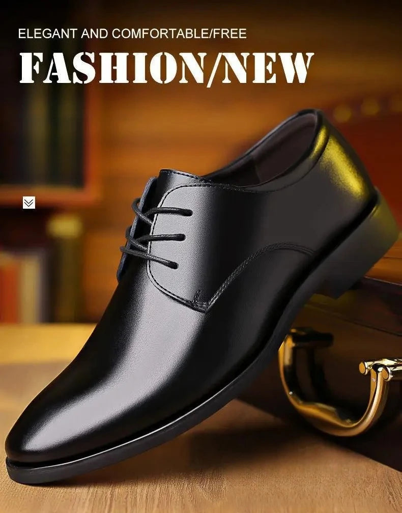 Fashionable Men's Leather Shoes Trendy Cowhide Men sneaker British Formal Men's Leather Shoes Soft Lace-up Leather Shoes for Men