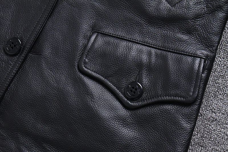 Long Jacket Men Genuine Leather Wind Coat Classic Black Plus Size Cowhide Jacket Casual Leather Cloth кожаная куртка мужская