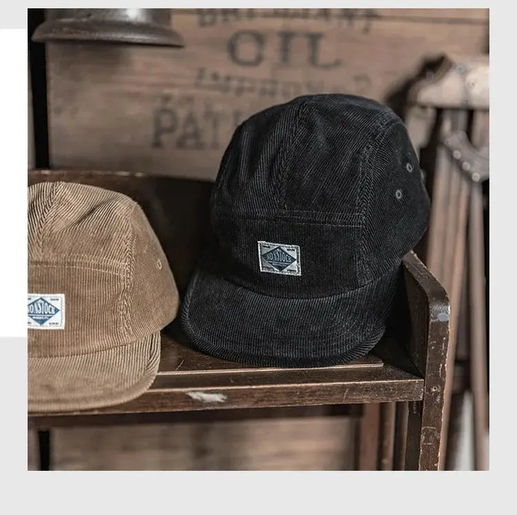 Non Stock 5 Panel Corduroy Hat with Snap Closure Baseball Cap Hip Hop Biker Board Cap BAZAARHUBO