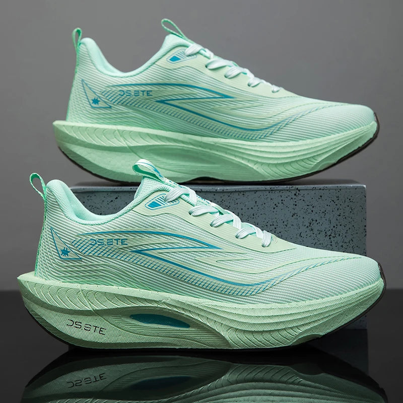 [Sports Shoes] Men's ultra light professional marathon running shoes, carbon plate cushioning, breathable low cut design, fluore