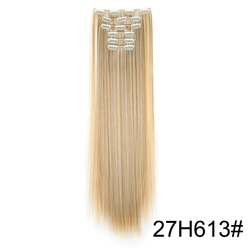 WIGSIN Synthetic 6pcs/set Long Straight Clip-in Hair Extension Invisible Seamless Extension Black Brown Hairpiece for Women