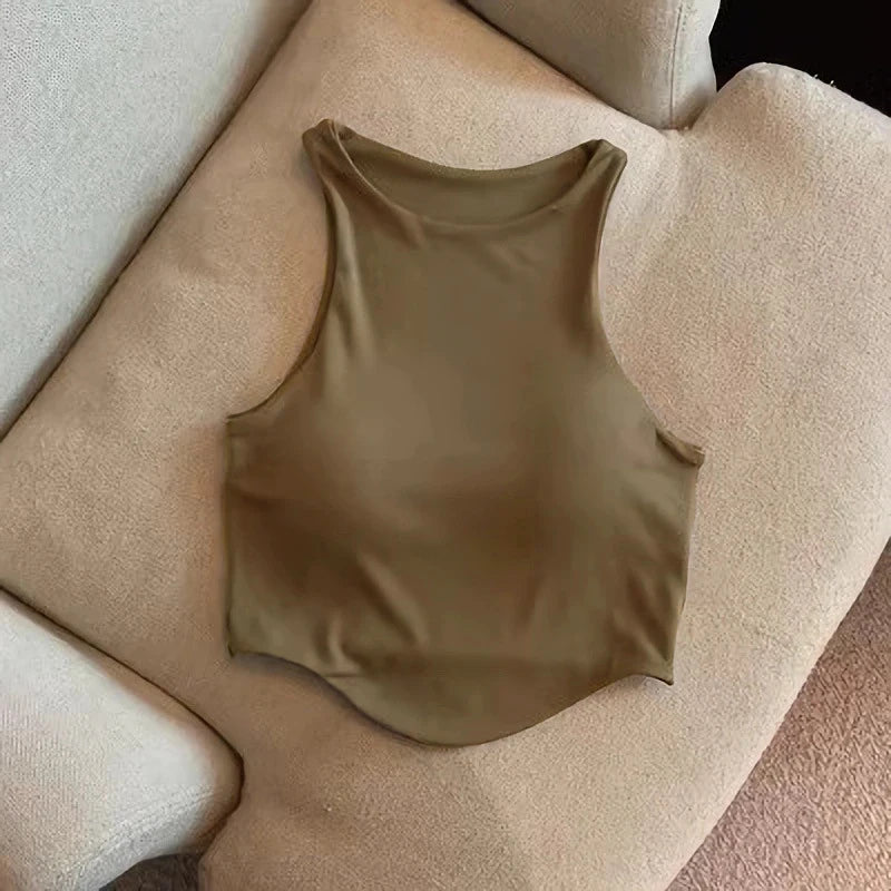 Summer Women Tank Top With Cups U Sports Bra For Running Yoga Gym Crop Tops