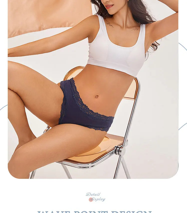 3Pcs/Set Sexy Lace Briefs Cotton Panties Women's Fashion 7 Solid Color Comfortable Briefs Low Waist Underpants Stretch Underwear