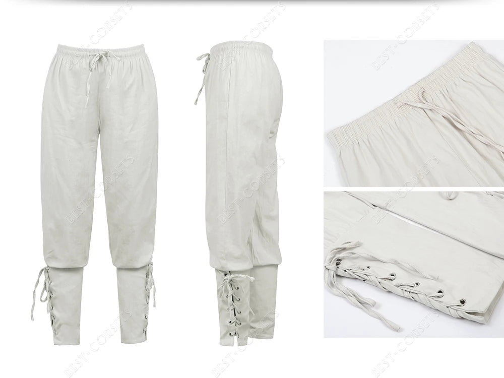 Medieval Pants for Men Costume Cosplay Renaissance Bandage Pants Gothic Trousers Plus Size Pirate Pants Brown Black