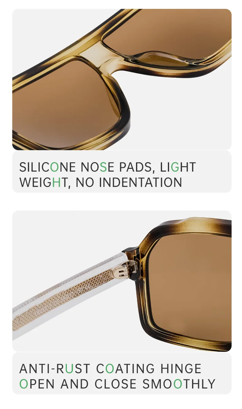 Retro Pilot Men Sunglasses Fashion Clear Gradient Shades UV400 Women Luxury Square Sun Glasses BAZAARHUBO