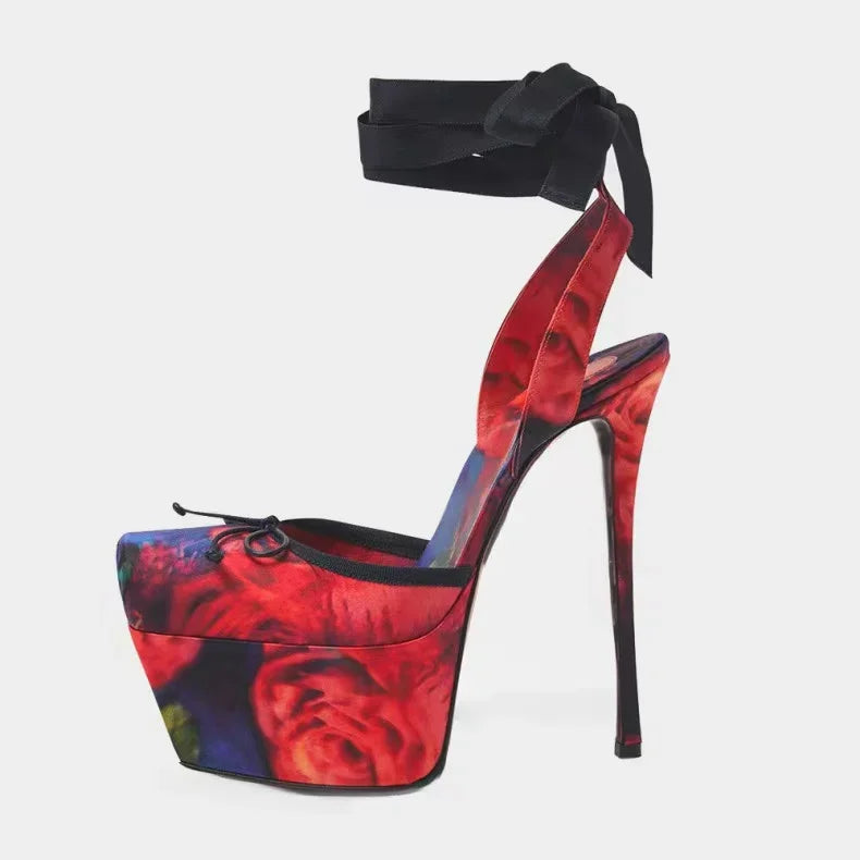 2025 Spring New Square-Toe High Heels Bow Knot Peep-Toe Platform Sandals for Women, Sexy Evening Party Club Wedding Shoes