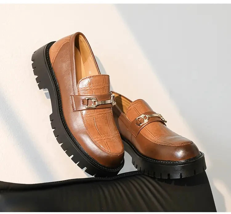Business Men Thick-soled Loafers Black Brown Men One-foot Anti-slip Wear-resistant Business Social Shoes Brand Shoes Men 38-46