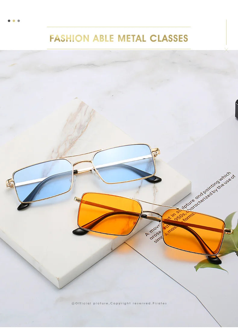 Clearance Metal Vintage Sunglasses Women  Men Luxury Brand Double Bridge Glasses Women Designer Eyewear Men Oculos De Sol BAZAARHUBO